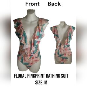 Floral Pink Print Bathing Suit